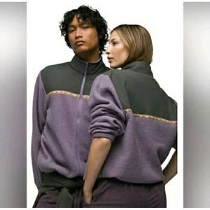 PrAna Hurricane Sherpa Fleece Jacquard Aztec Pattern Sweater‎ Zip Up Mens S